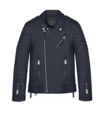 Men Leather Jacket Kay Luxurious Jacket - NAVY