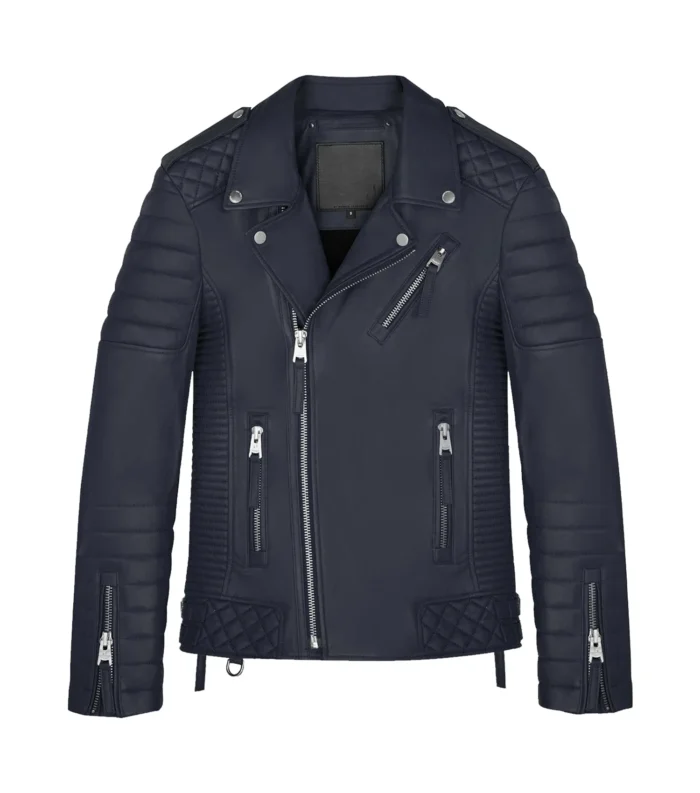 Men Leather Jacket Kay Luxurious Jacket - NAVY