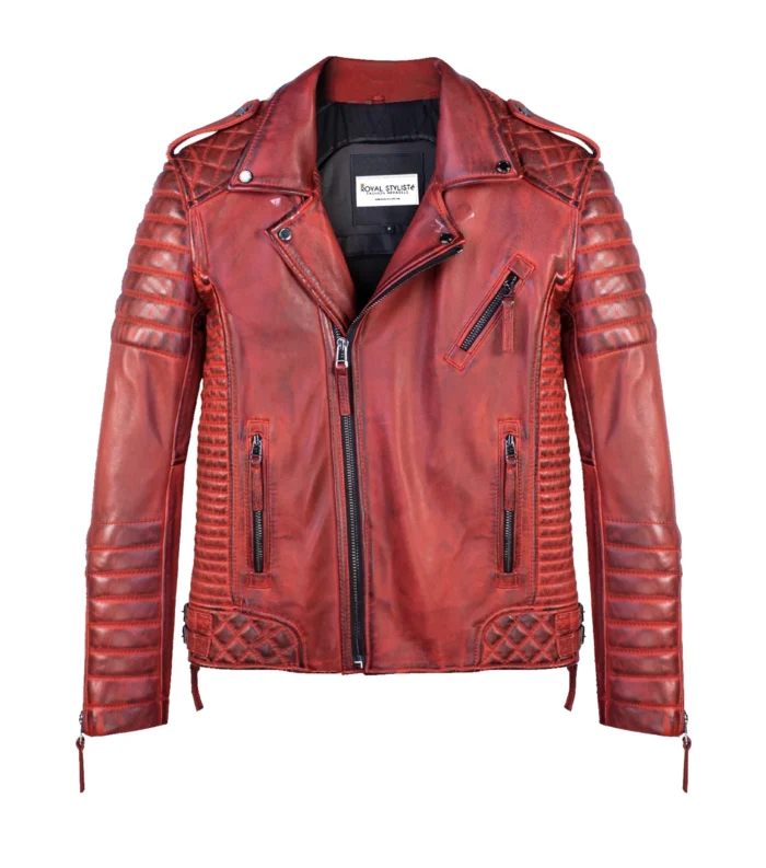 Men Leather Jacket Kay Luxurious Jacket - Burnt Red