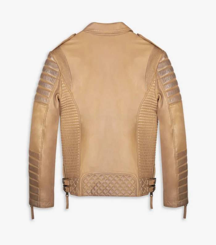 Distressed Leather Jacket Kay Luxurious Jacket - Desert