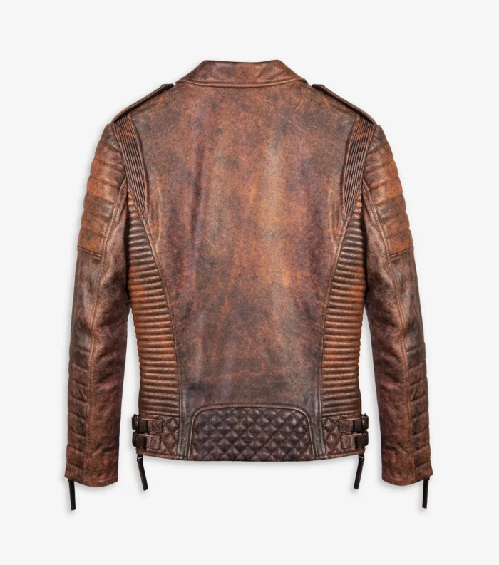 Distressed Leather Jacket Kay Luxurious - Tan Brown