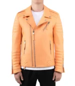 Men Leather Jacket Kay Luxurious Jacket - Daybreak Orange