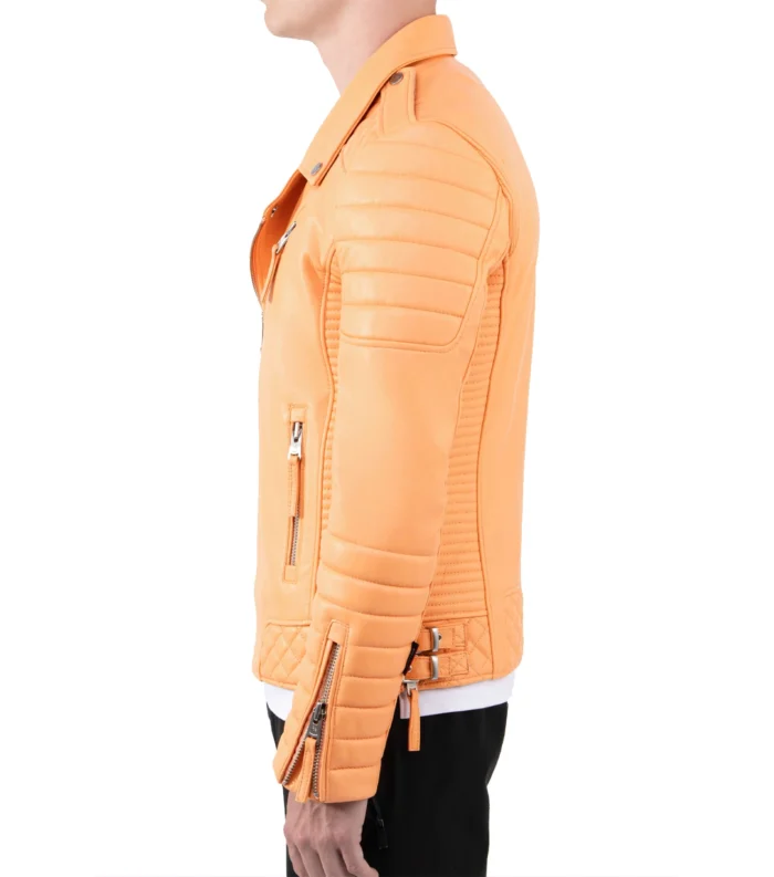 Men Leather Jacket Kay Luxurious Jacket - Daybreak Orange