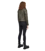 Women Leather Jacket Kay Luxury Jacket - SMOKED GREEN