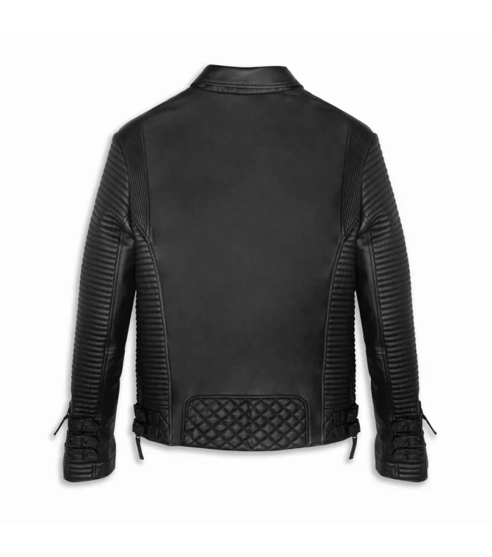 Men Leather Jacket Biker Style Alexander - Black