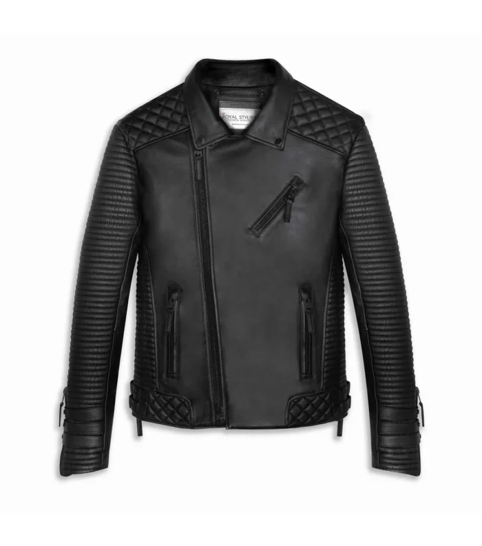 Men Leather Jacket Biker Style Alexander - Black