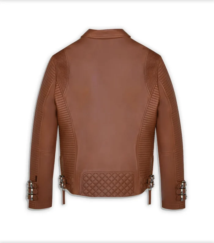 Men Leather Jacket Biker Style Alexander - Retro Brown