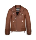 Men Leather Jacket Biker Style Alexander - Retro Brown