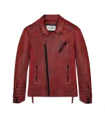 Men Leather Jacket Biker Style Alexander - BURNT RED