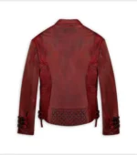 Men Leather Jacket Biker Style Alexander - BURNT RED