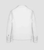 Men Leather Jacket Biker Style Alexander - WHITE