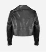 Cropped Blouse Leather Jacket for Women - Black