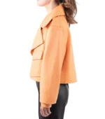 Cropped Leather Jacket Blouse for Women - Orange