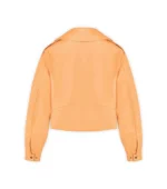 Cropped Leather Jacket Blouse for Women - Orange