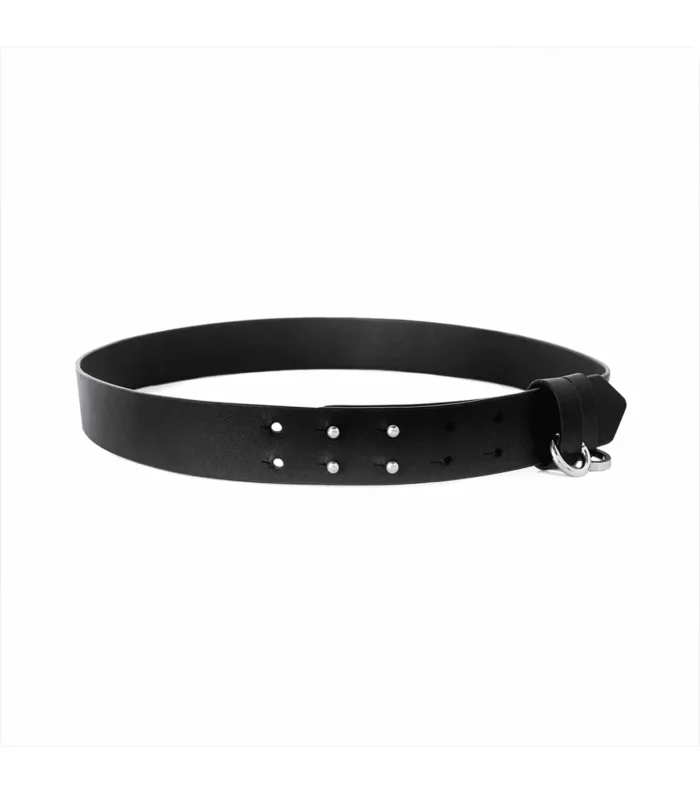 Leather Belt Unisex Saddle Pin Belt - Black