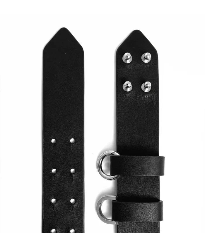 Leather Belt Unisex Saddle Pin Belt - Black