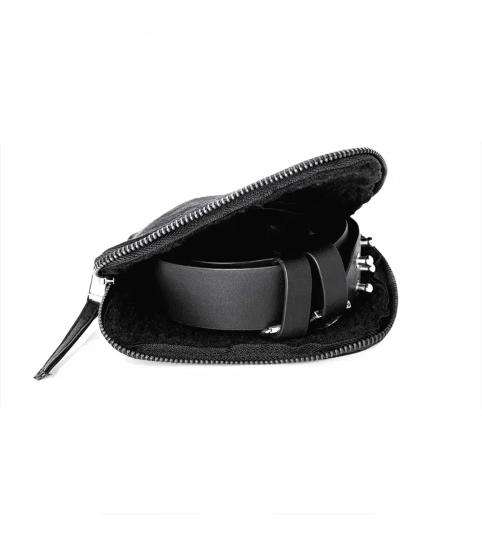 Leather Belt Unisex Saddle Pin Belt - Black