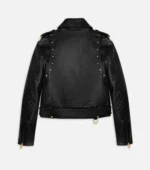 Leather Biker Jacket For Women Golden Edition