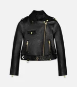 Leather Biker Jacket For Women Golden Edition