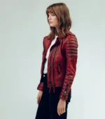 Womens Distressed Jacket Kay Luxurious Jacket - Burnt Red