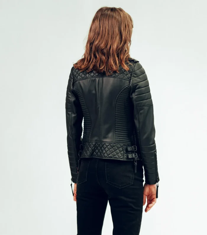 Women Leather Jacket Kay Luxury Jacket - Black