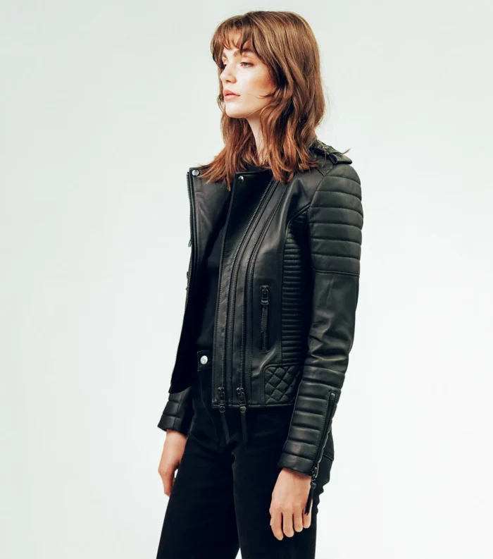 Women Leather Jacket Kay Luxury Jacket - Black