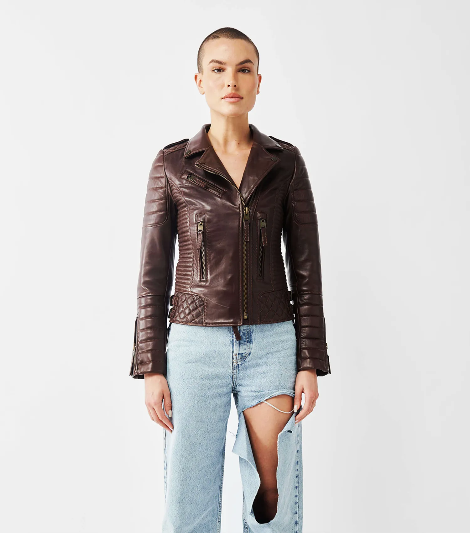 Women Leather Jacket Kay Luxury Jacket - Choco Brown