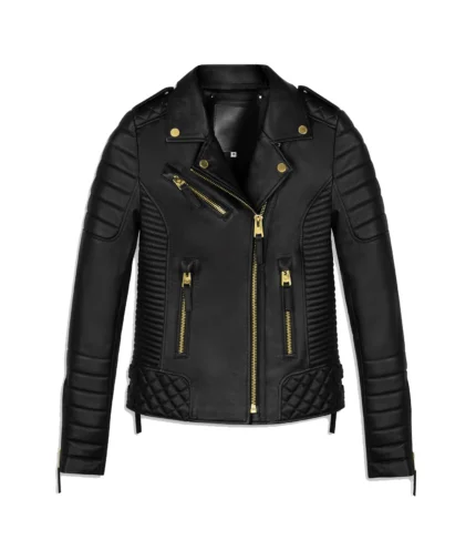 Women Leather Jacket Kay Luxury Jacket - Black