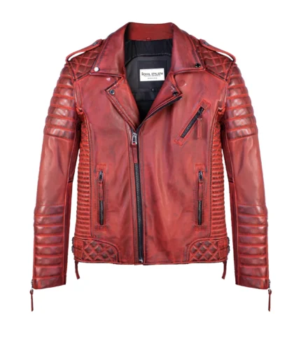 Womens Distressed Jacket Kay Luxurious Jacket - Burnt Red