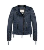 Womens Distressed Jacket Kay Luxurious Jacket - Burnt Blue