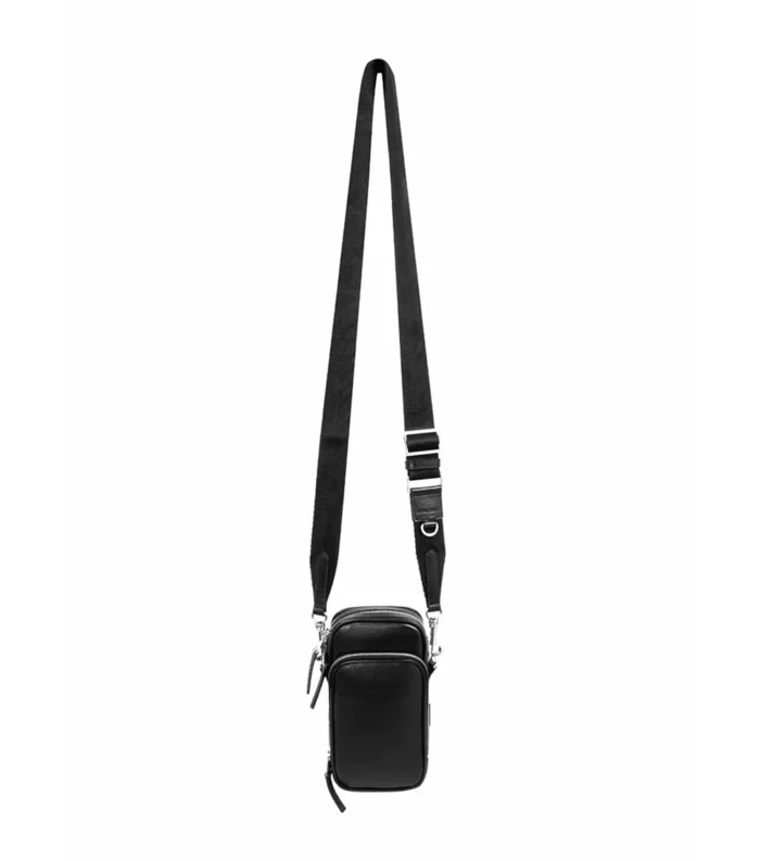 Cross Body Leather Bag for Men & Women - Black