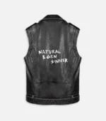 Women Leather Vest NBS Oversized Gilet - Black