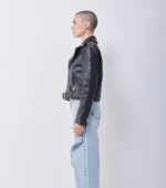 Leather Biker Jacket For Women Golden Edition