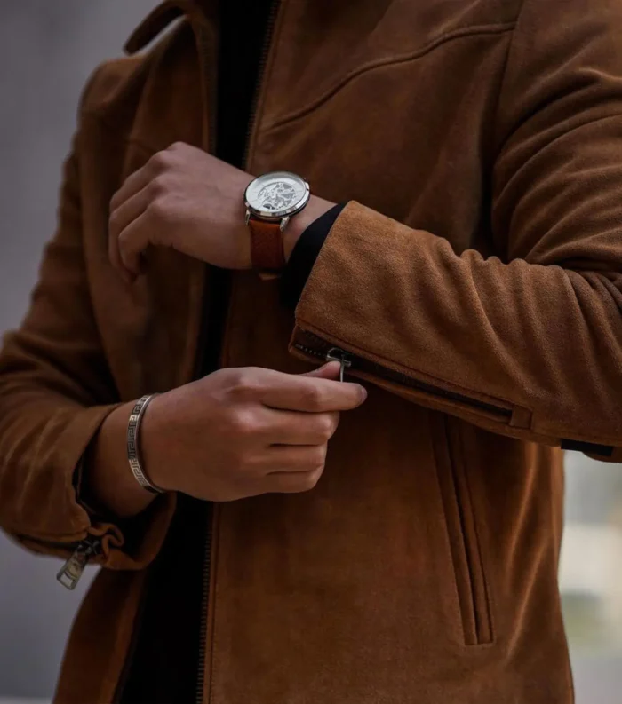 Men Leather Jacket Vintage Style HENDRIX - Brown