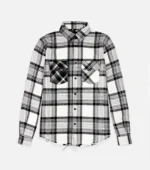 Women Checkered Shirt Cotton Flannel Shirt - Black