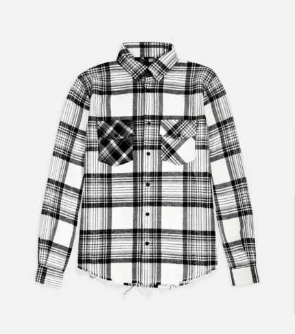 Women Checkered Shirt Cotton Flannel Shirt - Black