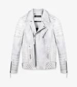 Women Leather Jacket Kay Luxurious Jacket - Iced White