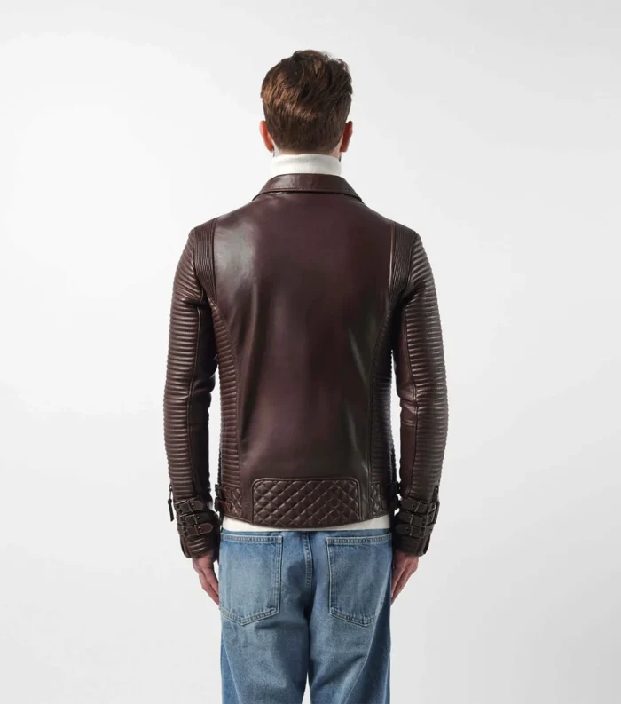 Men Leather Jacket Biker Style Alexander - Brown