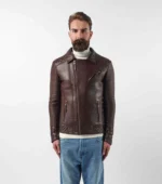 Men Leather Jacket Biker Style Alexander - Brown