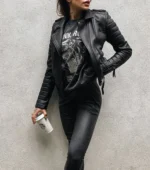 Women Leather Jacket Kay Luxury Jacket - Black