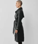 Women Leather Trench Coat Royal Trench - Black