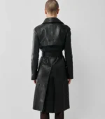 Women Leather Trench Coat Royal Trench - Black