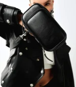 Cross Body Leather Bag for Men & Women - Black