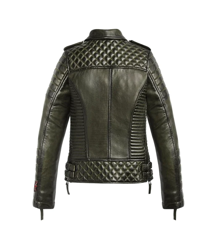 Women Leather Jacket Kay Luxury Jacket - SMOKED GREEN