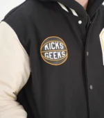 Varsity Jacket Kicks Geek Letterman Jacket - Black