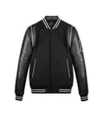 Women Varsity Jacket Exclusive Leather Baseball Jacket - Black