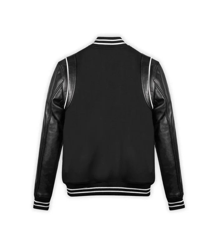 Men Varsity Jacket Exclusive Leather Baseball Jacket - Black