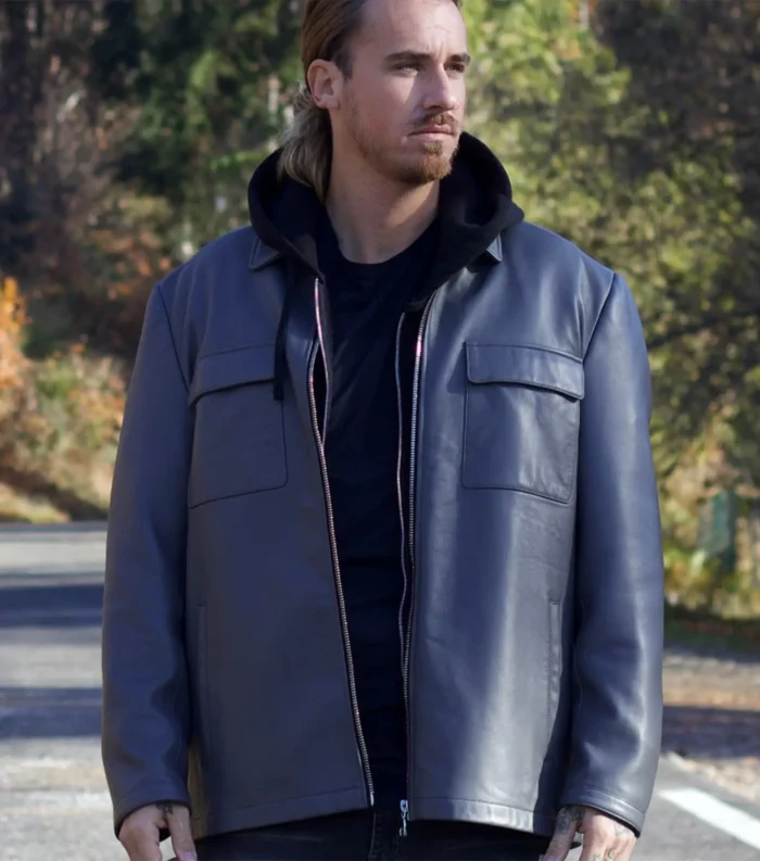 Classic Leather Trucker Jacket Zip-up - Grey