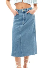 Denim Midi Skirt Dark Indigo Denim Maxi Skirt