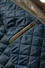 Quilted Leather Jacket Highland Leather Puffer Jacket - Olive